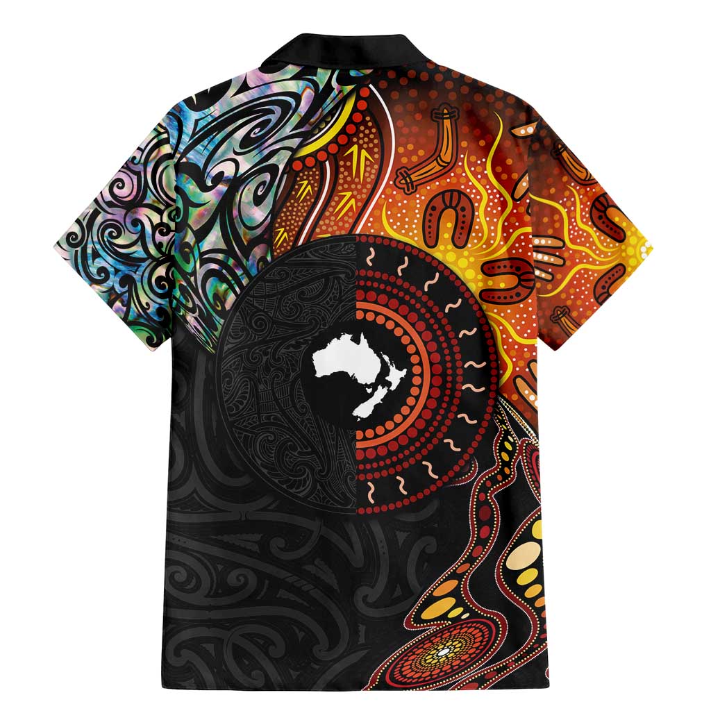New Zealand and Australia Together Family Matching Mermaid Dress and Hawaiian Shirt Maori Tattoo Paua Shell mix Aboriginal Pattern LT03 - Polynesian Pride
