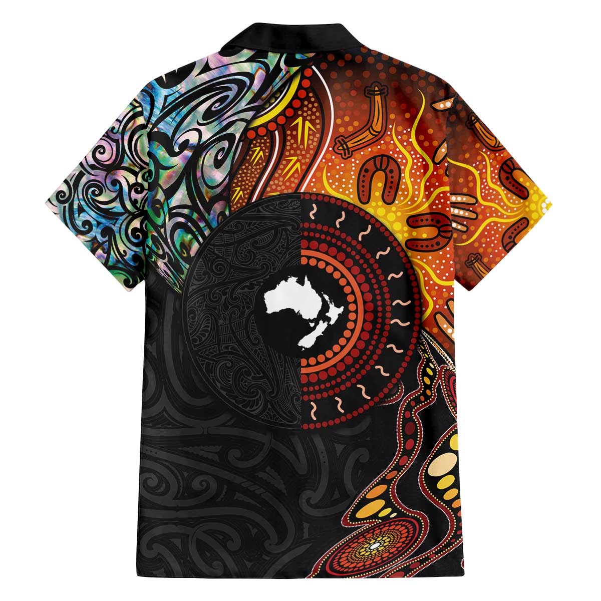 New Zealand and Australia Together Family Matching Puletasi and Hawaiian Shirt Maori Tattoo Paua Shell mix Aboriginal Pattern LT03 - Polynesian Pride