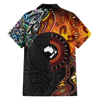 New Zealand and Australia Together Family Matching Short Sleeve Bodycon Dress and Hawaiian Shirt Maori Tattoo Paua Shell mix Aboriginal Pattern LT03 - Polynesian Pride