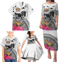 Fiji Iguana Family Matching Puletasi and Hawaiian Shirt Tapa Tribal Tattoo and Hibiscus LT03 - Polynesian Pride