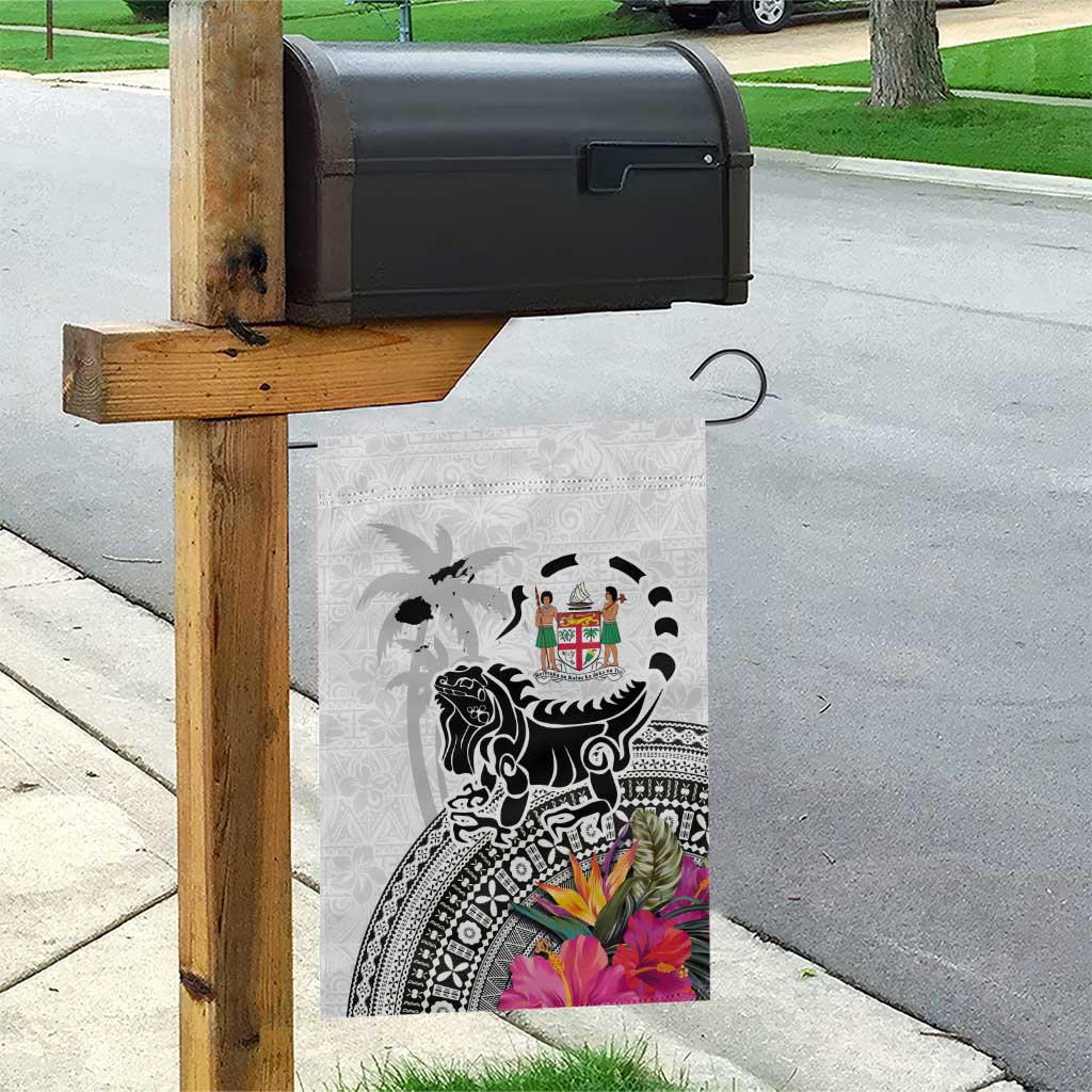 Fiji Iguana Garden Flag Tapa Tribal Tattoo and Hibiscus