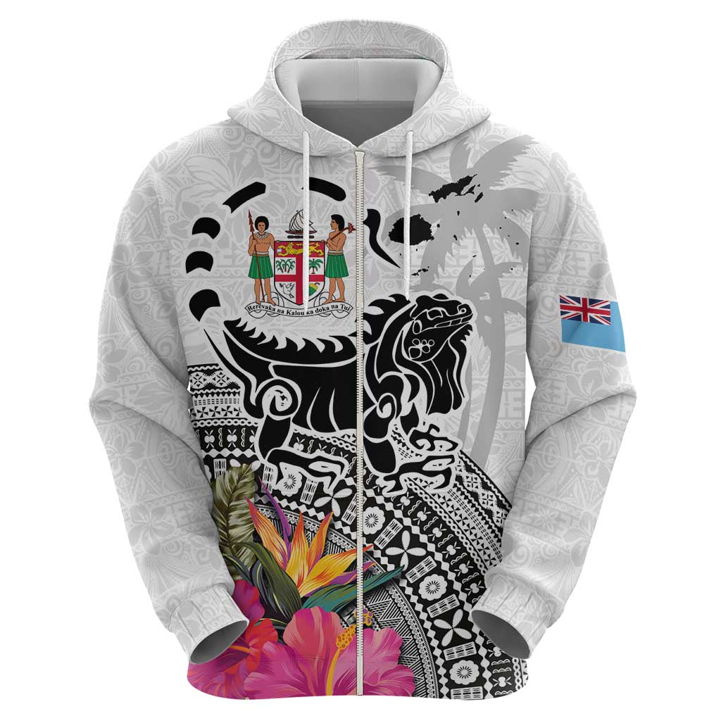 Fiji Iguana Hoodie Tapa Tribal Tattoo and Hibiscus