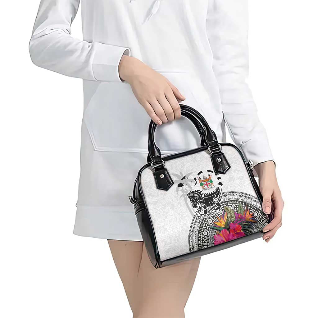 Fiji Iguana Shoulder Handbag Tapa Tribal Tattoo and Hibiscus