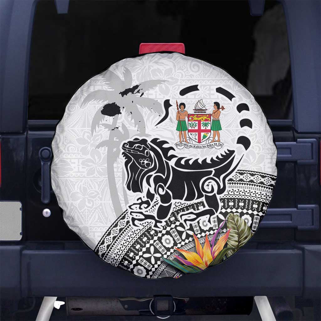 Fiji Iguana Spare Tire Cover Tapa Tribal Tattoo and Hibiscus