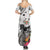 Fiji Iguana Summer Maxi Dress Tapa Tribal Tattoo and Hibiscus