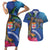 Fiji and Australia Together Couples Matching Short Sleeve Bodycon Dress and Hawaiian Shirt Aboriginal Kangaroo and Tapa Tribal Hibiscus