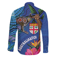 Fiji and Australia Together Family Matching Mermaid Dress and Hawaiian Shirt Aboriginal Kangaroo and Tapa Tribal Hibiscus LT03 - Polynesian Pride