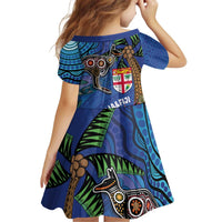 Fiji and Australia Together Family Matching Puletasi and Hawaiian Shirt Aboriginal Kangaroo and Tapa Tribal Hibiscus LT03 - Polynesian Pride