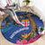 Fiji and Australia Together Round Carpet Aboriginal Kangaroo and Tapa Tribal Hibiscus