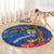 Fiji and Australia Together Round Carpet Aboriginal Kangaroo and Tapa Tribal Hibiscus