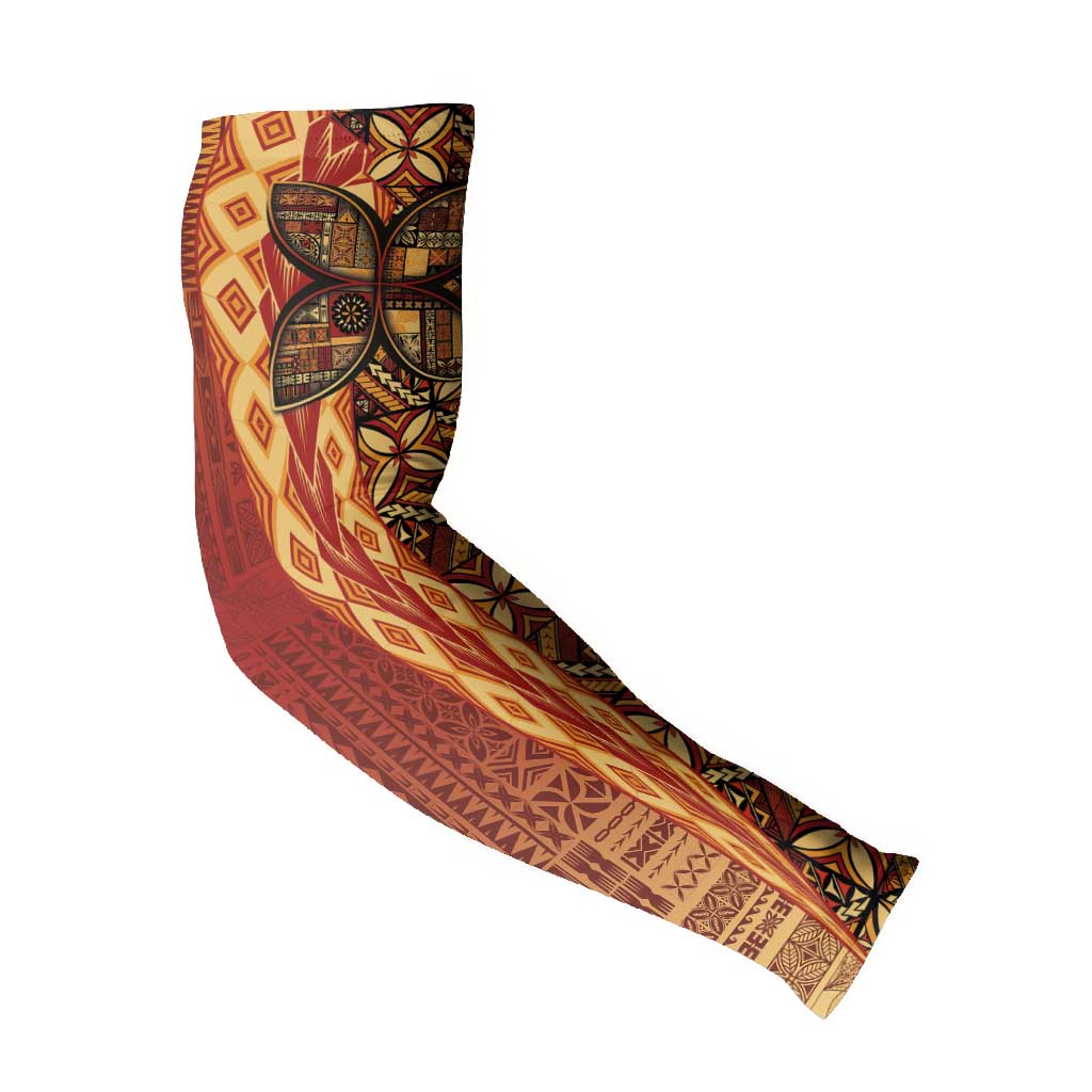 Samoan Pacific Tribal Flower Geometric Art Tattoos Arm Sleeves Siapo Pattern Flame Sunset - Polynesian Pride