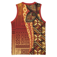 Samoan Pacific Tribal Flower Geometric Art Tattoos Basketball Jersey Siapo Pattern Flame Sunset - Polynesian Pride