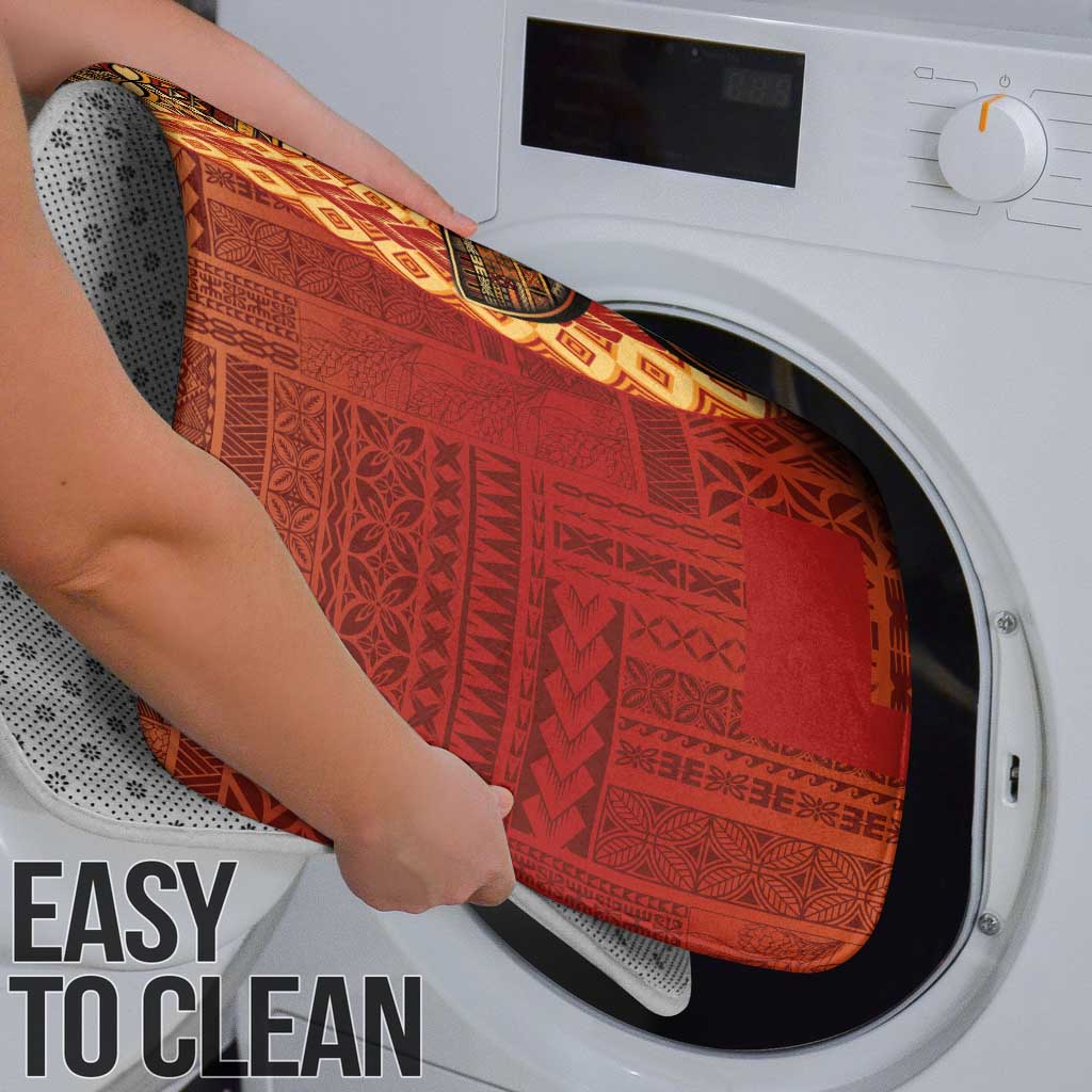 Samoan Pacific Tribal Flower Geometric Art Tattoos Bathroom Set Siapo Pattern Flame Sunset - Polynesian Pride