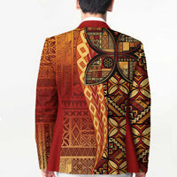Samoan Pacific Tribal Flower Geometric Art Tattoos Blazer Siapo Pattern Flame Sunset - Polynesian Pride