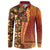 Samoan Pacific Tribal Flower Geometric Art Tattoos Button Sweatshirt Siapo Pattern Flame Sunset - Polynesian Pride