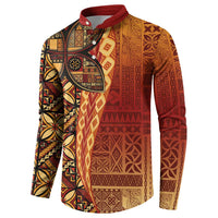 Samoan Pacific Tribal Flower Geometric Art Tattoos Button Sweatshirt Siapo Pattern Flame Sunset - Polynesian Pride