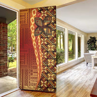 Samoan Pacific Tribal Flower Geometric Art Tattoos Door Cover Siapo Pattern Flame Sunset - Polynesian Pride