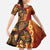 Samoan Pacific Tribal Flower Geometric Art Tattoos Family Matching Long Sleeve Bodycon Dress and Hawaiian Shirt Siapo Pattern Flame Sunset - Polynesian Pride
