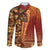 Samoan Pacific Tribal Flower Geometric Art Tattoos Family Matching Long Sleeve Bodycon Dress and Hawaiian Shirt Siapo Pattern Flame Sunset - Polynesian Pride
