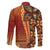 Samoan Pacific Tribal Flower Geometric Art Tattoos Family Matching Long Sleeve Bodycon Dress and Hawaiian Shirt Siapo Pattern Flame Sunset - Polynesian Pride