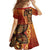 Samoan Pacific Tribal Flower Geometric Art Tattoos Family Matching Off Shoulder Maxi Dress and Hawaiian Shirt Siapo Pattern Flame Sunset - Polynesian Pride