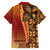 Samoan Pacific Tribal Flower Geometric Art Tattoos Family Matching Off Shoulder Maxi Dress and Hawaiian Shirt Siapo Pattern Flame Sunset - Polynesian Pride