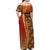 Samoan Pacific Tribal Flower Geometric Art Tattoos Family Matching Off Shoulder Maxi Dress and Hawaiian Shirt Siapo Pattern Flame Sunset - Polynesian Pride