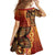 Samoan Pacific Tribal Flower Geometric Art Tattoos Family Matching Short Sleeve Bodycon Dress and Hawaiian Shirt Siapo Pattern Flame Sunset - Polynesian Pride