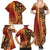 Samoan Pacific Tribal Flower Geometric Art Tattoos Family Matching Summer Maxi Dress and Hawaiian Shirt Siapo Pattern Flame Sunset - Polynesian Pride