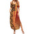 Samoan Pacific Tribal Flower Geometric Art Tattoos Family Matching Summer Maxi Dress and Hawaiian Shirt Siapo Pattern Flame Sunset - Polynesian Pride