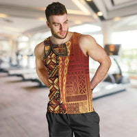 Samoan Pacific Tribal Flower Geometric Art Tattoos Men Tank Top Siapo Pattern Flame Sunset - Polynesian Pride