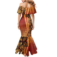 Samoan Pacific Tribal Flower Geometric Art Tattoos Mermaid Dress Siapo Pattern Flame Sunset - Polynesian Pride