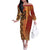Samoan Pacific Tribal Flower Geometric Art Tattoos Off The Shoulder Long Sleeve Dress Siapo Pattern Flame Sunset - Polynesian Pride