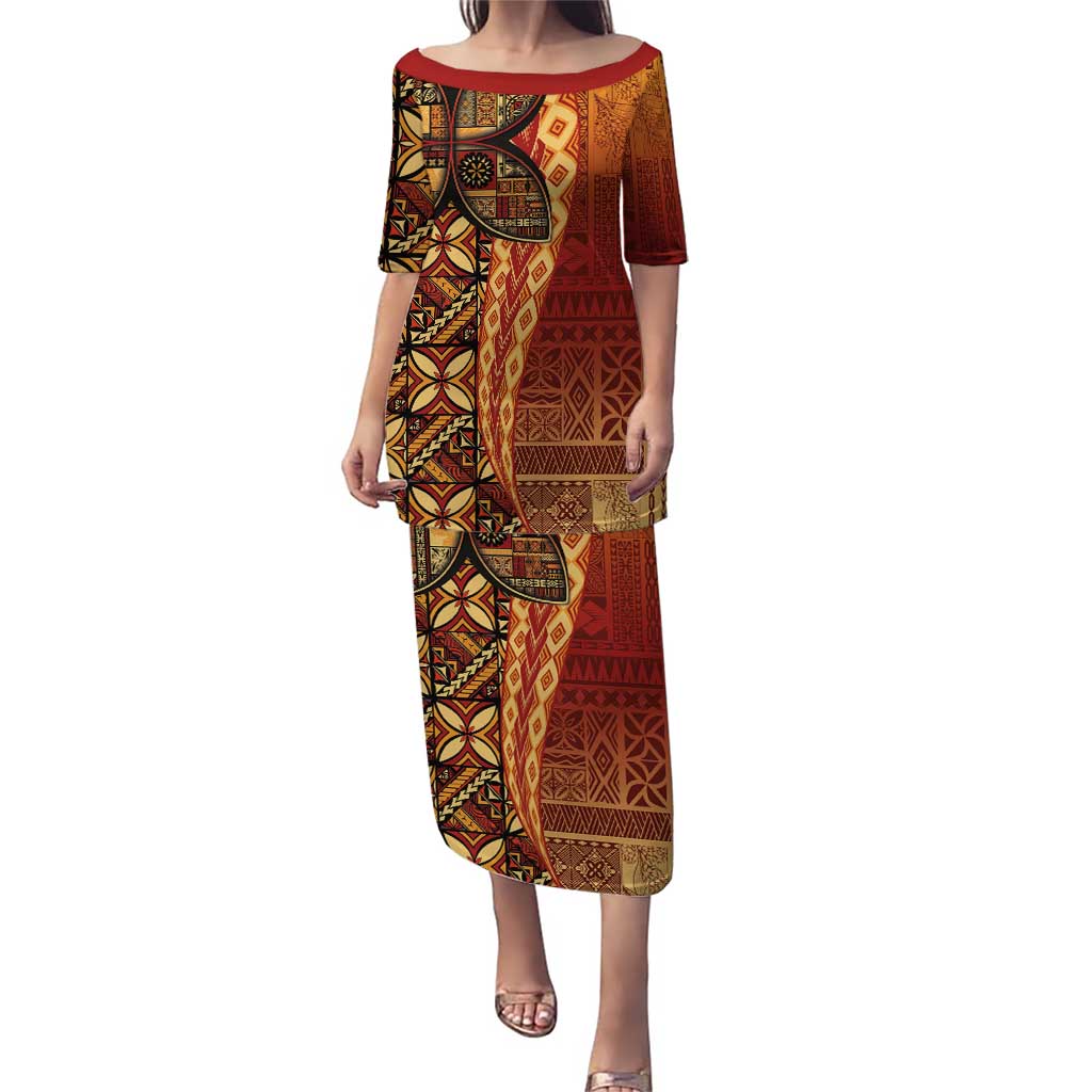 Samoan Pacific Tribal Flower Geometric Art Tattoos Puletasi Siapo Pattern Flame Sunset - Polynesian Pride