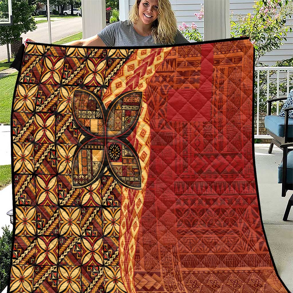 Samoan Pacific Tribal Flower Geometric Art Tattoos Quilt Siapo Pattern Flame Sunset - Polynesian Pride