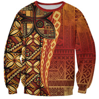 Samoan Pacific Tribal Flower Geometric Art Tattoos Sweatshirt Siapo Pattern Flame Sunset - Polynesian Pride