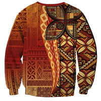 Samoan Pacific Tribal Flower Geometric Art Tattoos Sweatshirt Siapo Pattern Flame Sunset - Polynesian Pride