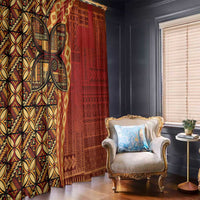 Samoan Pacific Tribal Flower Geometric Art Tattoos Window Curtain Siapo Pattern Flame Sunset - Polynesian Pride