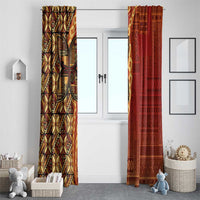 Samoan Pacific Tribal Flower Geometric Art Tattoos Window Curtain Siapo Pattern Flame Sunset - Polynesian Pride