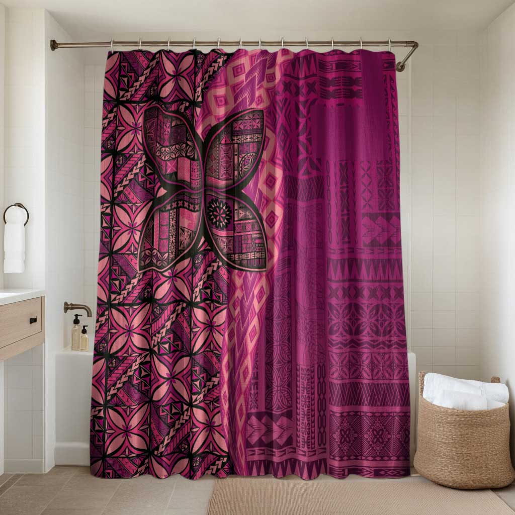 Samoan Pacific Tribal Flower Geometric Art Tattoos Bathroom Set Siapo Pattern Romantic Rose - Polynesian Pride