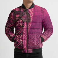 Samoan Pacific Tribal Flower Geometric Art Tattoos Bomber Puffer Jacket Siapo Pattern Romantic Rose - Polynesian Pride