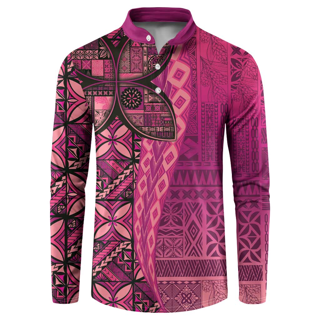 Samoan Pacific Tribal Flower Geometric Art Tattoos Button Sweatshirt Siapo Pattern Romantic Rose - Polynesian Pride