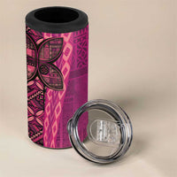 Samoan Pacific Tribal Flower Geometric Art Tattoos 4 in 1 Can Cooler Tumbler Siapo Pattern Romantic Rose - Polynesian Pride