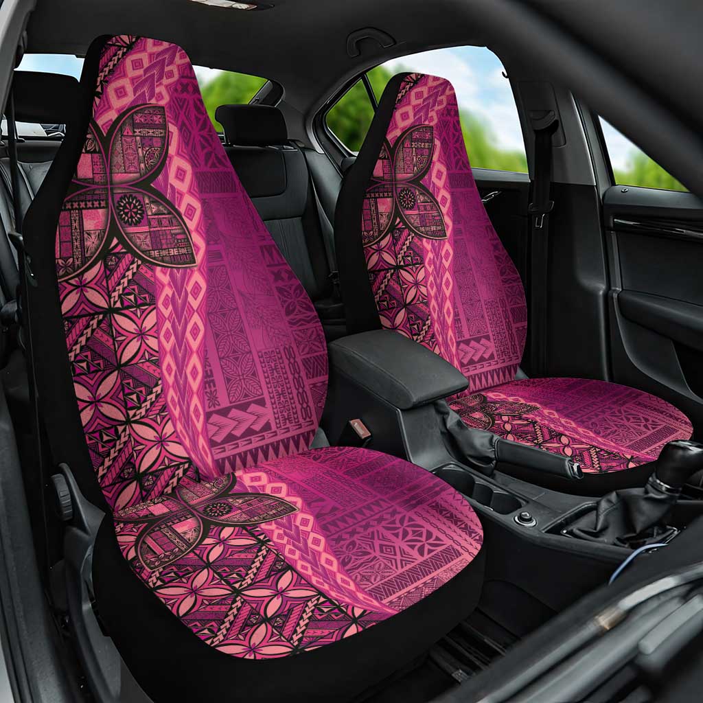 Samoan Pacific Tribal Flower Geometric Art Tattoos Car Seat Cover Siapo Pattern Romantic Rose - Polynesian Pride