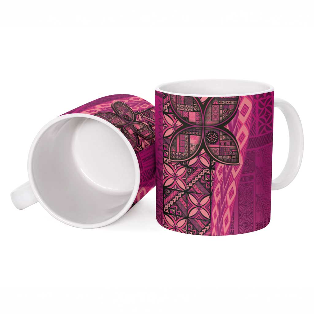 Samoan Pacific Tribal Flower Geometric Art Tattoos Ceramic Mug Siapo Pattern Romantic Rose - Polynesian Pride