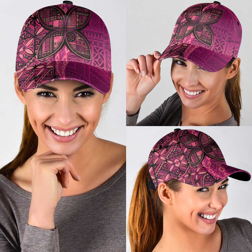 Samoan Pacific Tribal Flower Geometric Art Tattoos Classic Cap Siapo Pattern Romantic Rose - Polynesian Pride