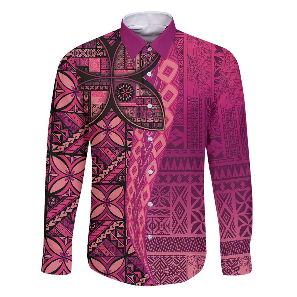 Samoan Pacific Tribal Flower Geometric Art Tattoos Family Matching Long Sleeve Bodycon Dress and Hawaiian Shirt Siapo Pattern Romantic Rose - Polynesian Pride