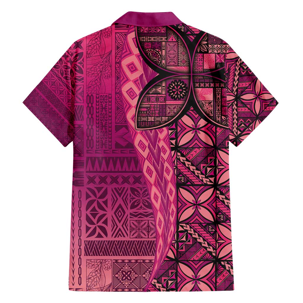 Samoan Pacific Tribal Flower Geometric Art Tattoos Family Matching Off Shoulder Maxi Dress and Hawaiian Shirt Siapo Pattern Romantic Rose - Polynesian Pride