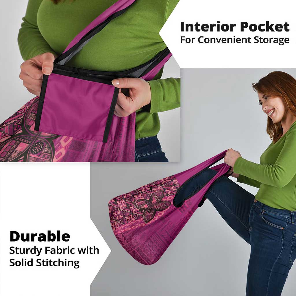 Samoan Pacific Tribal Flower Geometric Art Tattoos Grocery Bag Siapo Pattern Romantic Rose - Polynesian Pride