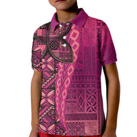 Samoan Pacific Tribal Flower Geometric Art Tattoos Kid Polo Shirt Siapo Pattern Romantic Rose - Polynesian Pride